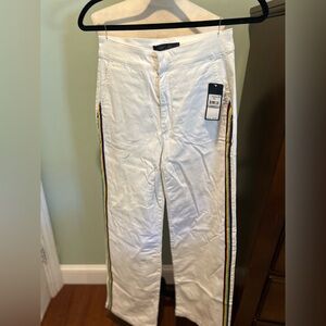 Rachel womens white Pants with Multicolor Stripe